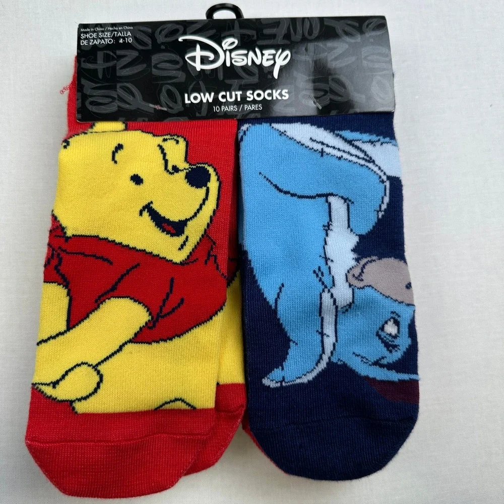 Disney Winnie‎ the Pooh 10 Pair Low Cut Socks Youth 4-10 Unisex